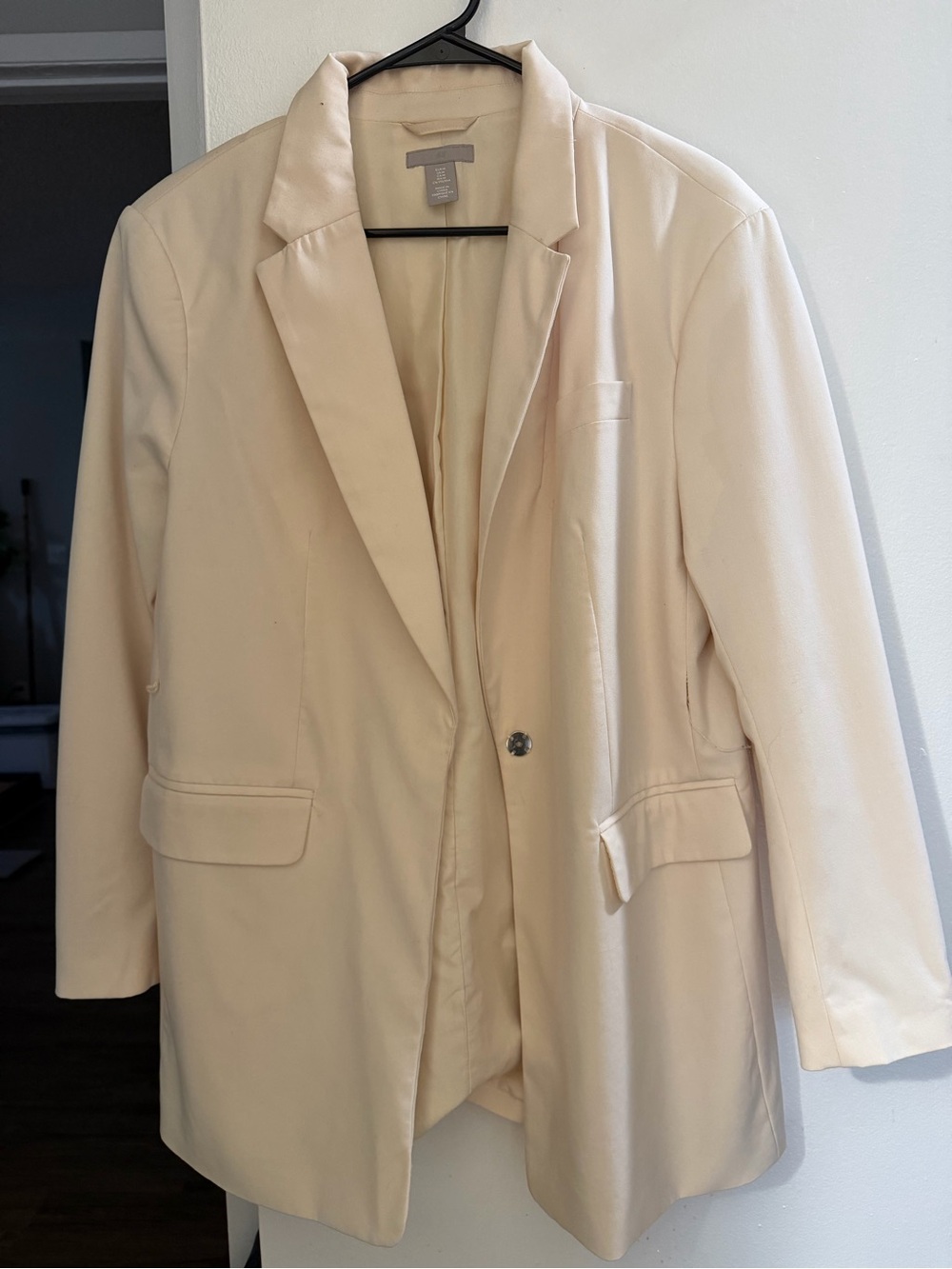 H&M Women’s Cream Blazer Jacket - Classic Single-Button